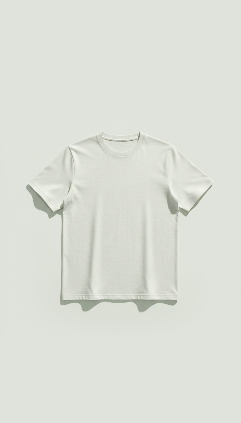 Crisp Cotton Crewneck T-Shirt with Taped Seams