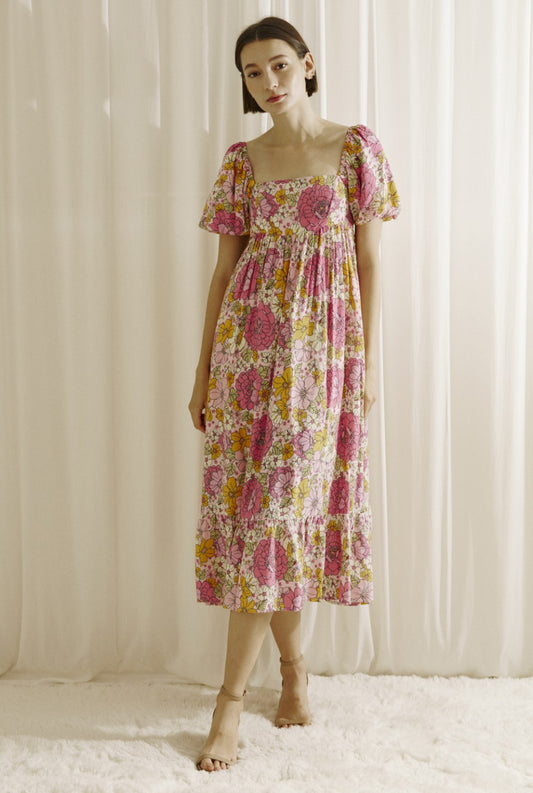 Vintage Floral Midi Dress