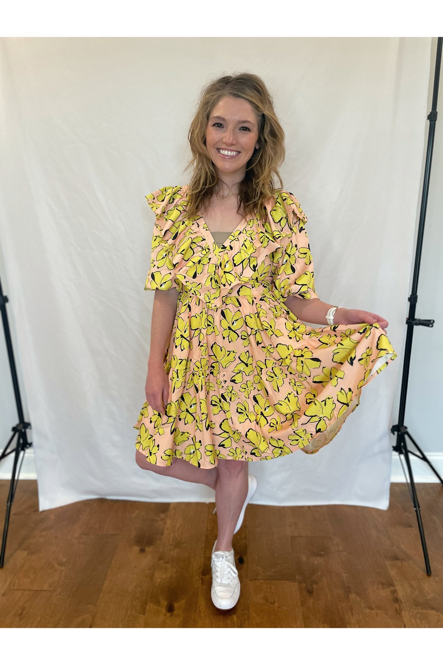 Peachy Pink Floral Dress