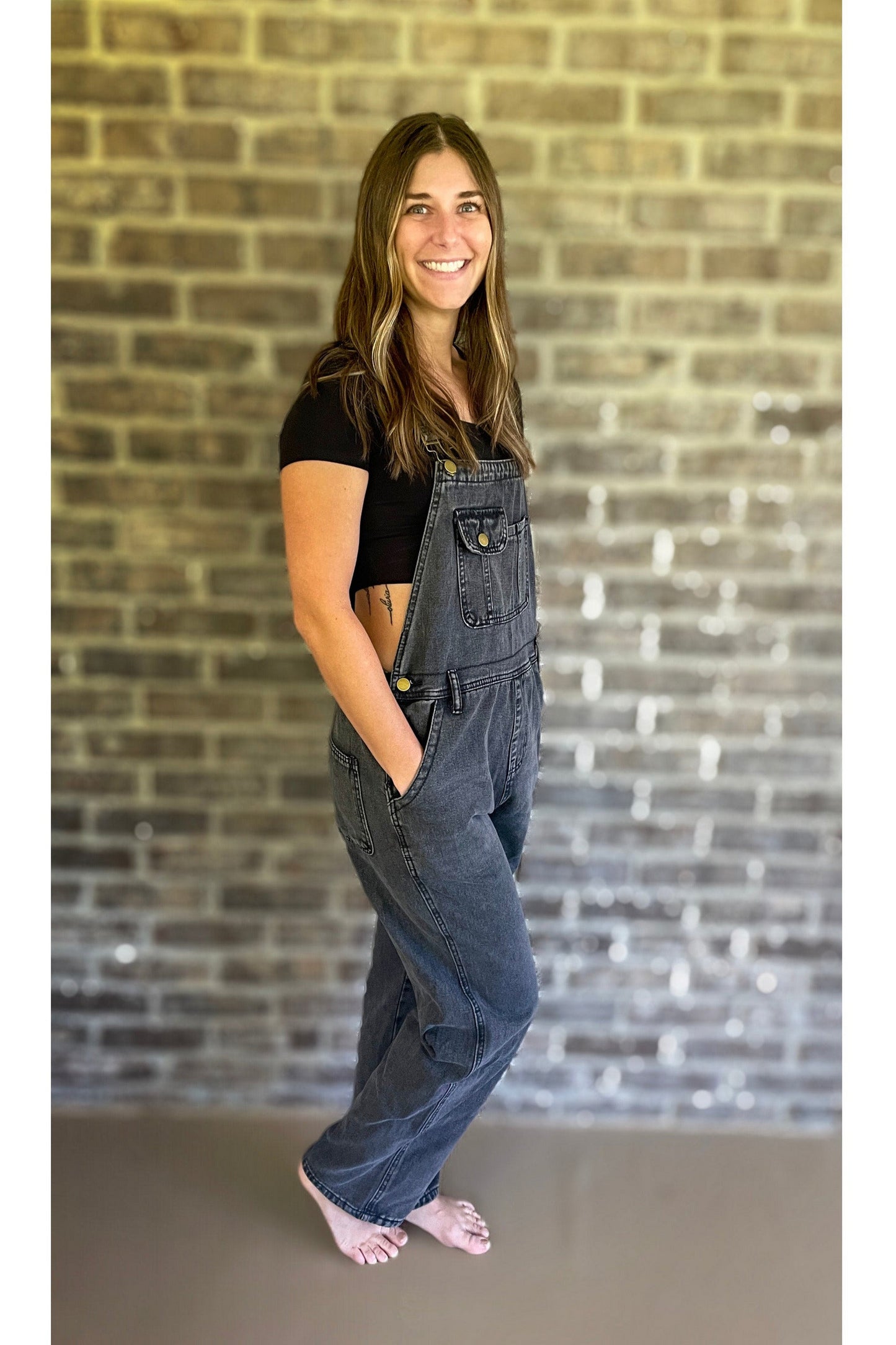 Dim Gray Carla Washed Black Overalls