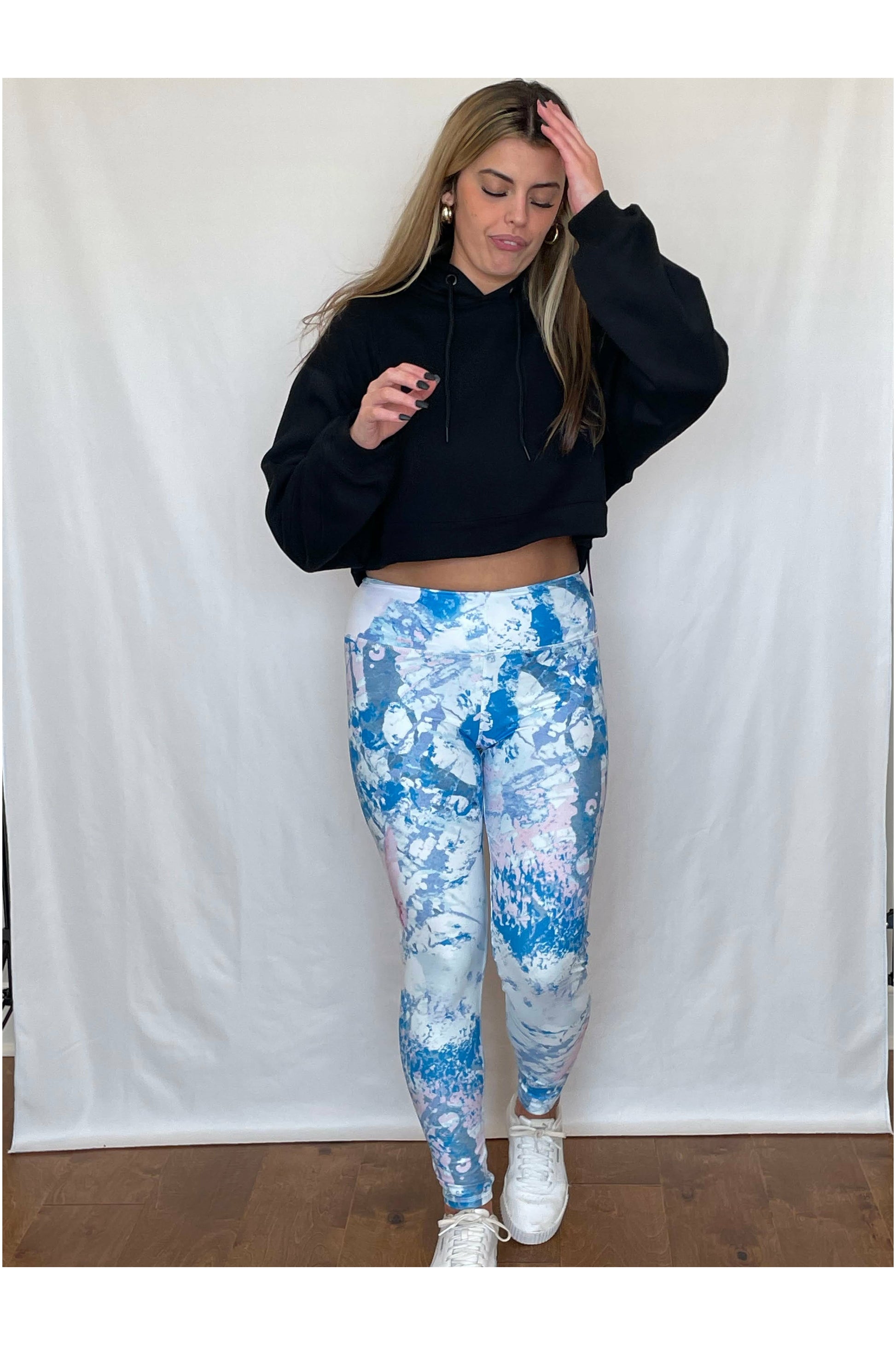 Light Gray Tie-Dye Active Legging